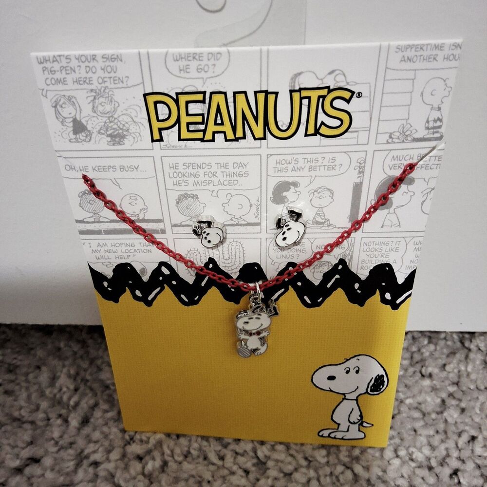 Peanuts Snoopy Necklace and Matching Earring Set New w/ Tag